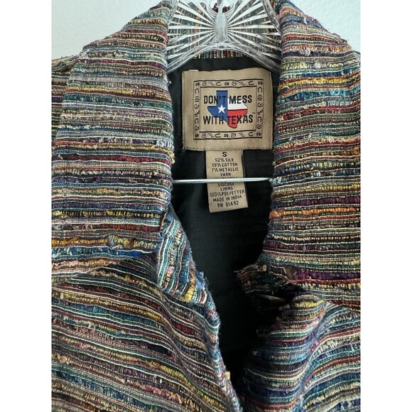 Don’t Mess With Texas Silk Blend Multi Colored Small Button Up Jacket - Picture 3 of 10